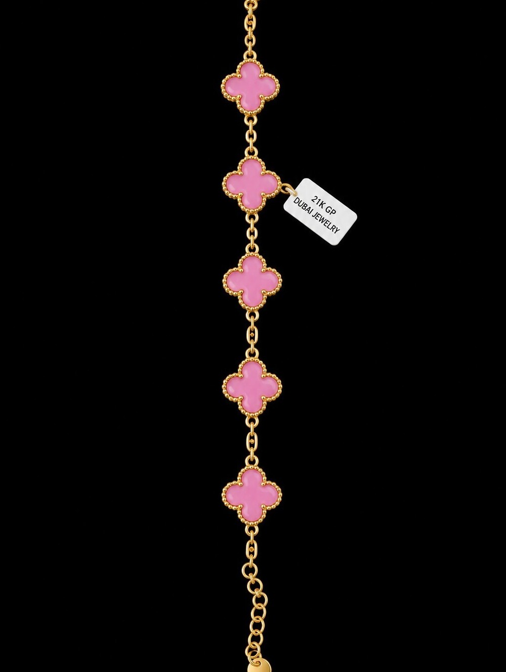 22K Gold Plated  Dubai Jewelry - Elegant Pink and Gold Bracelet